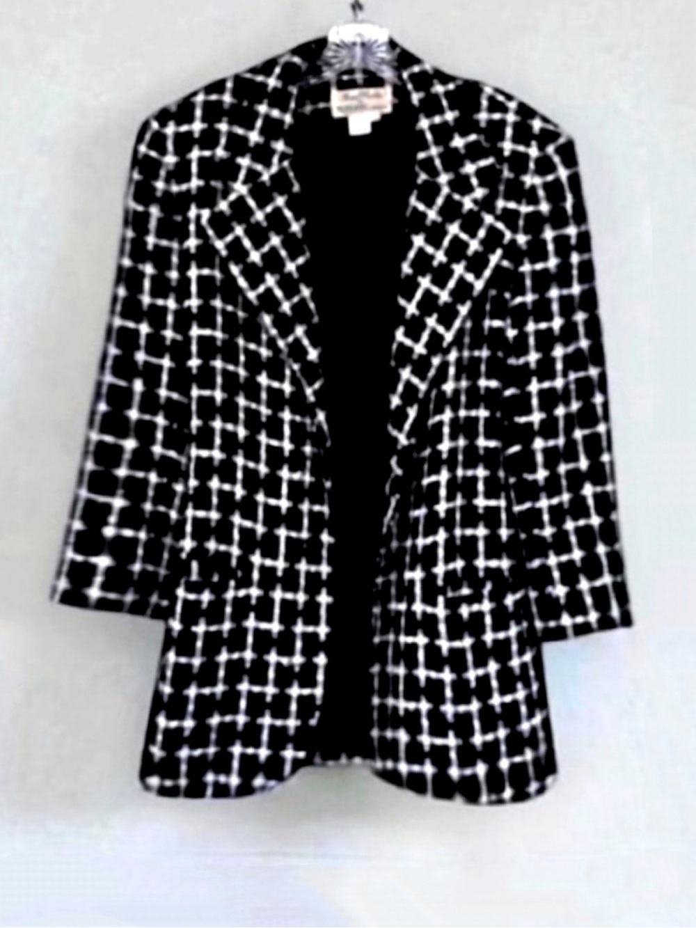 Richie Freeman for TERIJON Black White Plaid Wool Blend Blazer Fits Size Small